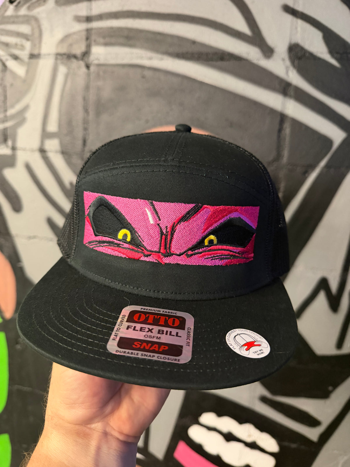 Richardson 7 Panel Trucker Hat - Pink Wall Mural Embroidered
